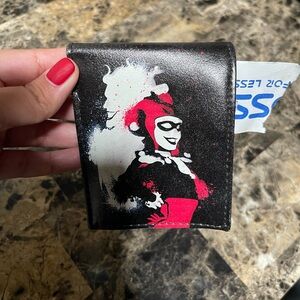 Stylish Black and Red Key Card Holder with Graphic Design